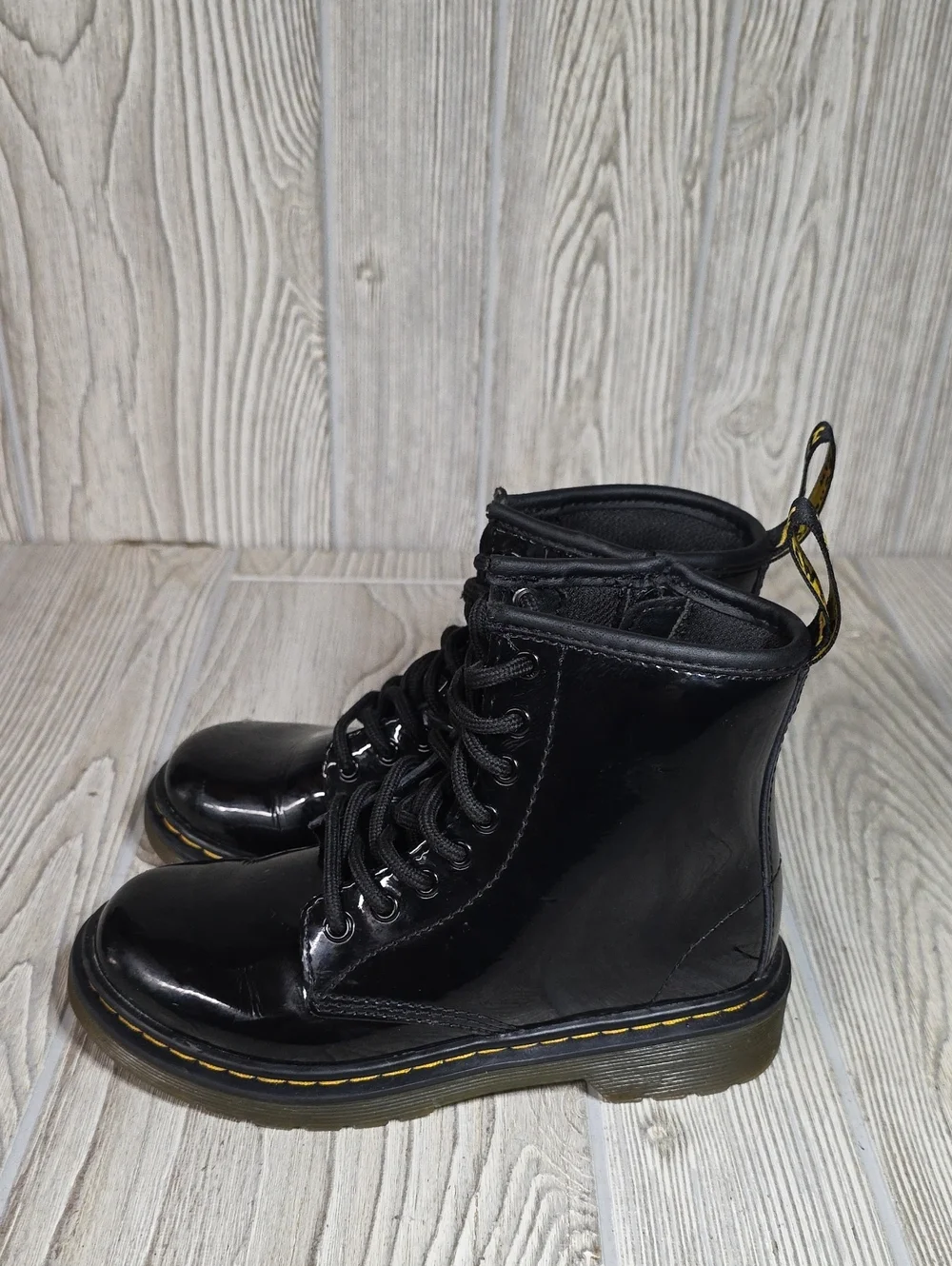 Dr. Martens Kids 1460 Black Patent Leather Combat Boots Unisex Kids Size 13